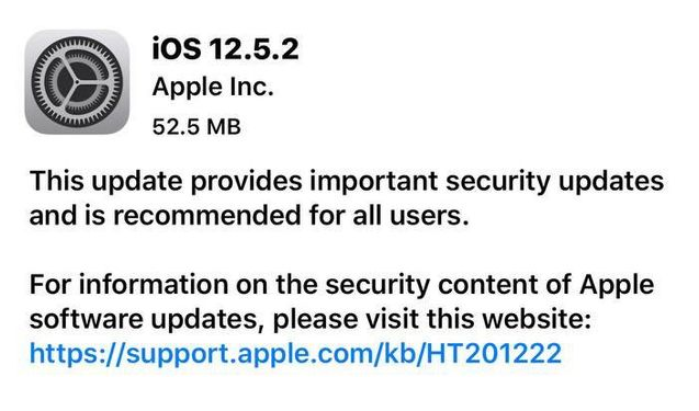 广东苹果手机维修分享iOS12.5.2发布，建议所有老苹果用户安装 